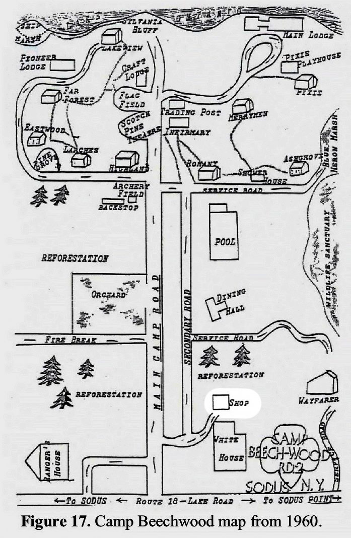 Camp Beachwood Map from 1960